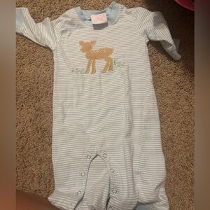 Jill Striped Light Blue Deer Footie